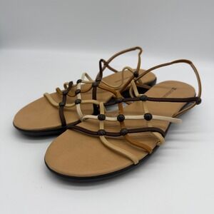 Naturalizer Womens 6.5M Brown Tan‎ Strappy Slingback Flat Sandals 780P27